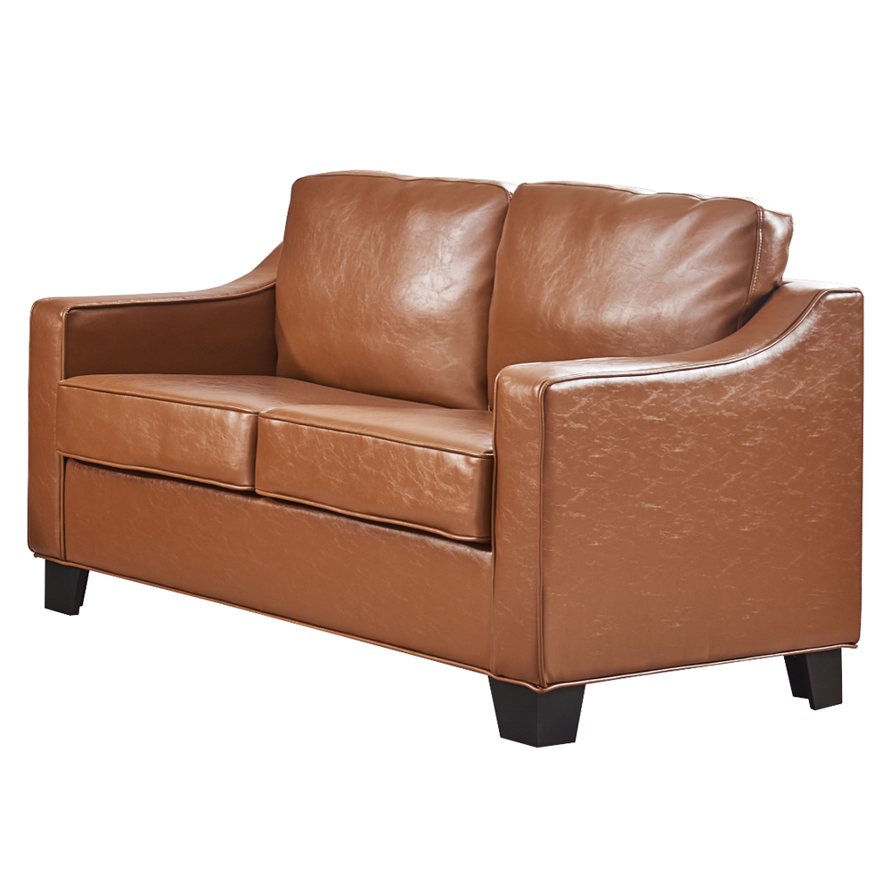 Ashton Vinyl Furniture Light Brown Faux Leather Love Seat