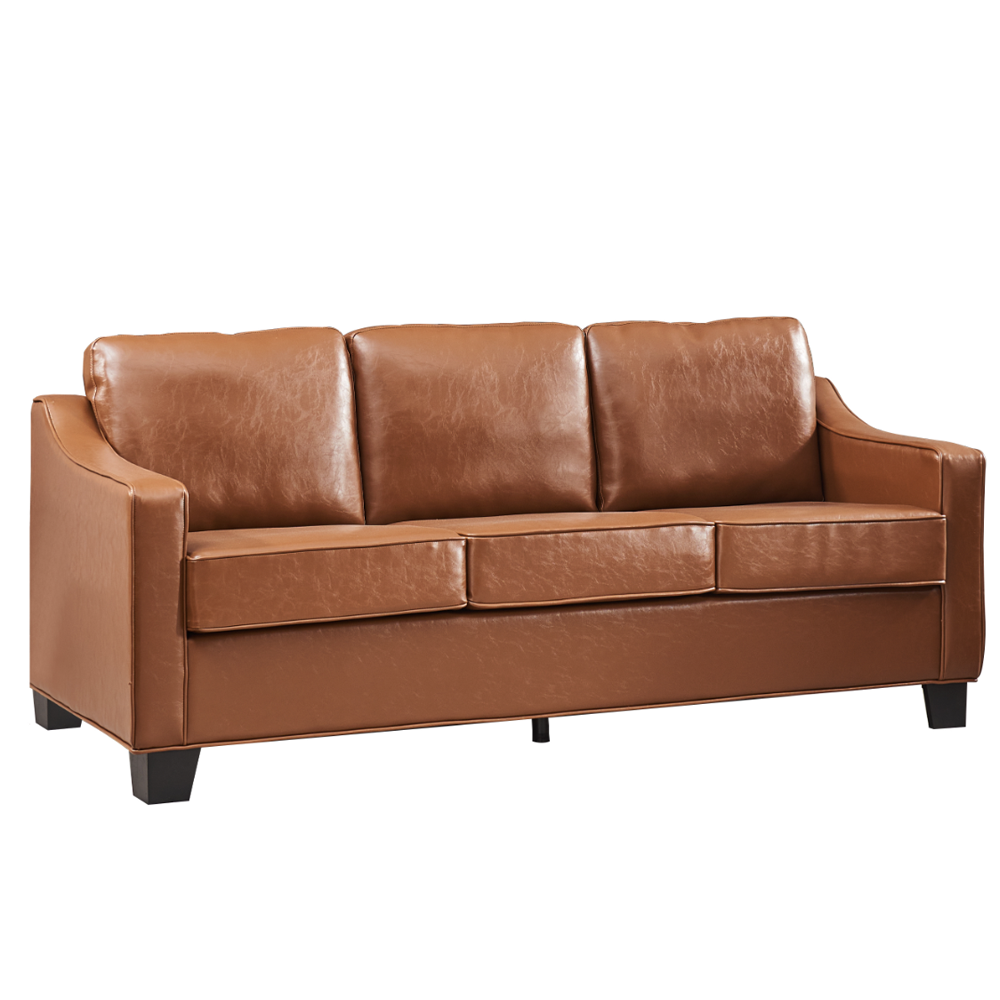 Ashton Vinyl Furniture Light Brown Faux Leather Sofa