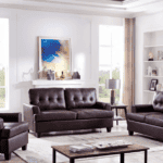 Hudson Faux Leather Vinyl Furniture Brown Faux Leather Set