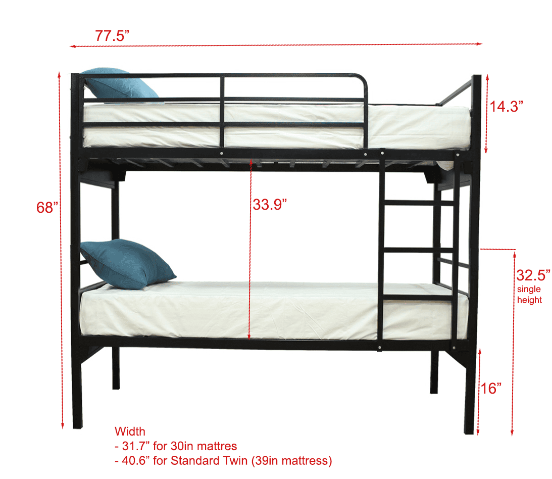 Dorm Bunk - Heavy Duty Metal Bed