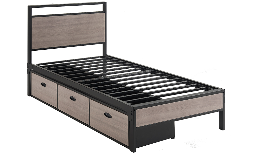 Heavy Duty Twin Metal Bed Metal Underbed Drawers Commercial Grade Furniture Collection Cresswell