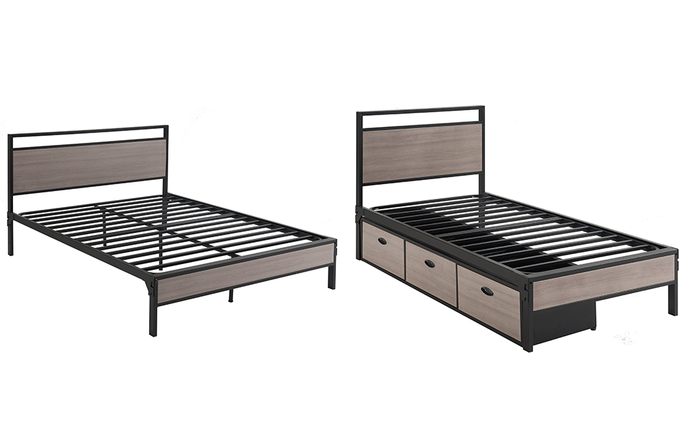 Heavy Duty Twin Metal Bed Metal Underbed Drawers Full Metal Bed Commercial Grade Furniture Collection Cresswell